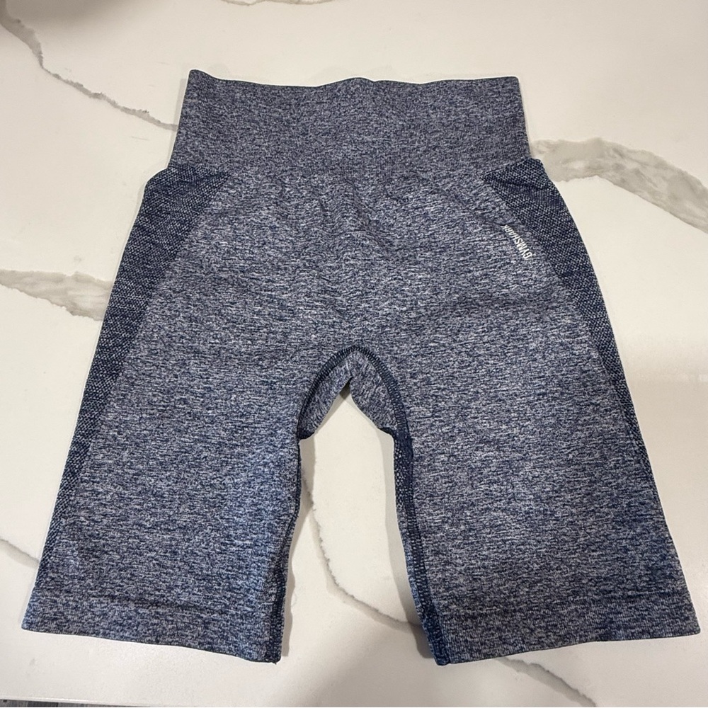 GYMSHARK Women’s High Waisted Flex Shorts Navy  and‎ Gray Size Small Pre-worn